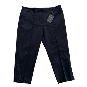 Zac & Rachel Crop Pants Navy Blue Criss Cross Hem Detail Slim Pants Size 12 NEW
